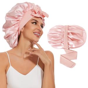 Large Silk Bonnet for Sleeping, Satin Hair Bonnet for Sleeping with Tie Band, Double Layer Satin Bonnets for Women Natural Curly Hair Shower cap Large Silk Bonnet for Sleeping, Satin Hair Bonnet for Sleeping with Tie Band, Double Layer Satin Bonnets for Women Natural Curly Hair Shower cap