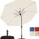 Sundale Outdoor Olefin 5-Year-Non-Fading Solar 104 LED 11FT Solar Patio Umbrella with Sand Bag Base, Outdoor Umbrella with Tilt and Crank, Beige