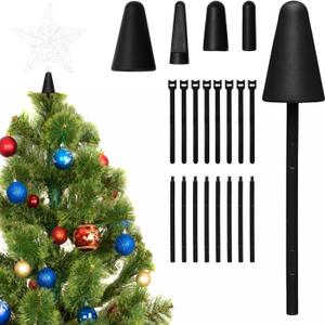 Christmas Tree Topper Holder Stabilizer, 4 PCs Universal Christmas Tree Topper Supporter Holder Fits All Base Types, 44" PVC Black Support Rod Adjustable for Tree Topper