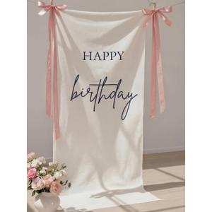 Tingjoo 27 78 Inch Happy Birthday Fabric Banner Long Birthday Party Decorations Backdrop Coquette Rustic Photo Props Sign with Bow Hanging String for Party Yard Wall Decor(Pink)