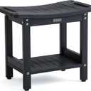 Shower Bench Seat for Shaving Legs, Waterproof Shower Stool for Inside Shower with Handles & Shower Head Holder, Bathroom Shower Chair, Black Shower Foot Rest with Adjustable Feet, Non-Slip