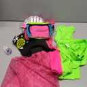 80s Outfit Women Costume Accessories Set, T-Shirt Tank Top Leggings Tutu Skirt Fanny Pack for Halloween, 80s Neon Party Size XXL