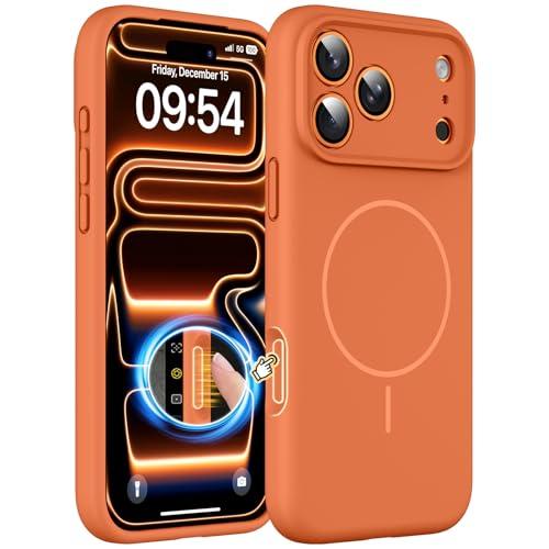 EXZLLEN Magnetic for iPhone 17 Pro Max Case, Compatible with MagSafe, Integrated Silicone Camera Control Cover Protection, 3.0mm Thicken Silicone Phone Cover for 17 ProMax 6.9", Orange