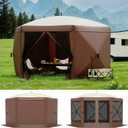 Garvee 13FT Pop-Up Gazebo 6-Sided, Outdoor Canopy Tent with Mosquito Netting & Removable Wind Cloths for Camping, Backyard Parties, Outdoor Events, Beige & Khaki