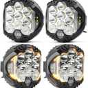 LIGBT 4PCS 7 Inch Amber Round LED Offroad Lights 90W Amber Yellow Off Road Light Fog Lights Driving lightsWaterproof Light Pods for Pickup Trucks 4x4 SUV ATV UTV