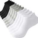 ACCFOD Womens Ankle Socks Athletic Running Low Cut Socks With Tab for Women White/ Black/ Gray 6-9