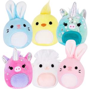 ArtCreativity Mini Plush Animal Toys  Set of 6 Soft Stuffed Animals for Kids in Pastel Colors  Bunny, Lamb, Chick & Unicorn Designs  Small Plush Toys for Goodie Bags, Party Favors & Gifts