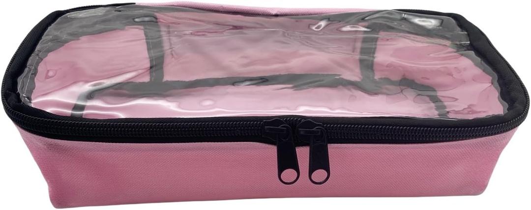 sold out Clear Cosmetic Bag with Waterproof Clear Top, Large Toiletry Organizer for Travel and Home, 12.4 x 5.12 inches Pink Makeup Bag