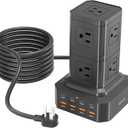 Charging Station (100W), 17-in-1 USB C Power Strip with Surge Protection, 6.6Ft Extension Cord, 4 USB C and 4 USB A Ports, 9 AC Outlets for Home Office Dorm Room