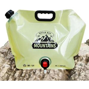 Camping Water Jug 8L/2.1 Gallon,Portable Folding Water Bag with Spigot and Handle, BPA Free Large Capacity Water Storage Carrier for Camping, Hiking, Outdoor, Emergency (Beige, 8L)