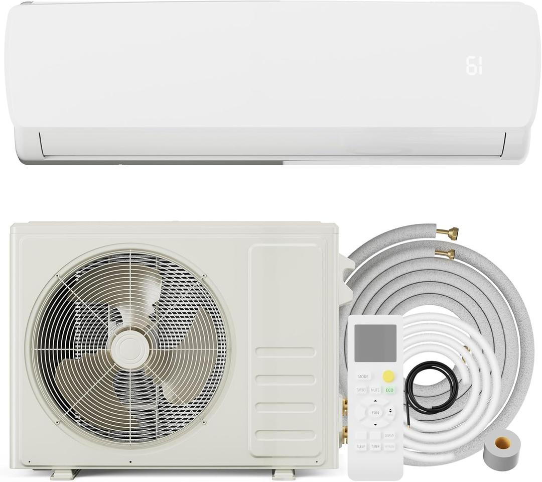 Uthfy 1800BTU 230V Mini Split AC/Heating System, Energy Efficent Ductless Inverter Air Conditioner,Pre-charged Condenser, Heat Pump,1.5 Ton,Cool Up to 1250sq.ft,19 SEER 2,Installtion Kits Included