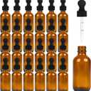 24 Pack Amber Glass Dropper Bottle, 2 oz/60 ml with Dropper, Leak Proof Travel Dispenser Bottle for Essential Oils/Chemistry Laboratory Chemicals/Cologne and Perfume