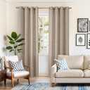 YoungsTex Oatmeal Semi Sheer Linen Curtains 80 Inch Length for Living Room, Burlap Light Filtering Window Treatments with Bronze Grommet for Bedroom Farmhouse, 52 x 80 Inch, 2 Panels