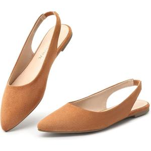 SM NEW YORK Women's brown boats 6 
Flats Shoes Women Slingback Pointed Toe Comfort Womens Flats,Tan1