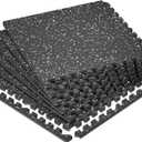 SUPERJARE 0.79'' Extra-Thick Exercise Equipment Mats, 6 Pcs 24 Sq Ft Rubber Top Floor Tiles with High Density EVA Foam, Interlocking Gym Flooring for Home Gym, Protective Workout Mat, Black/Grey