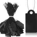 200 Pcs Black Price Tags, Gift Tags with Elastic String 1 x 0.5 Inch Jewelry Price Tag Writable Gift Tag Black Paper Hang Labels for Christmas Gifts Clothes Crafts Display Stocking Stuffers