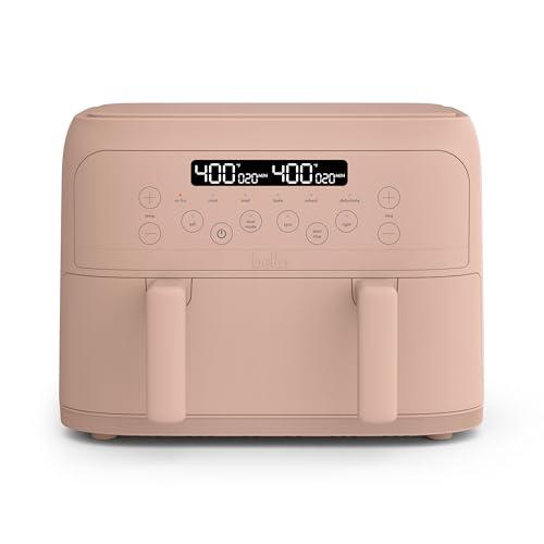 Bella 4 Qt TriZone Air Fryer, EverGood Ceramic Nonstick Coating, Dual Basket Design w Removable Divider, Digital Touchscreen Control w 6 Preset Cooking Options, 1200 Watt, 3lb Capacity, Blossom