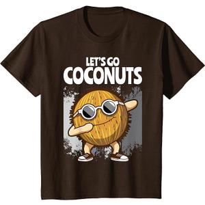 Funny Coconut Fruit Summer Let's Go Coconuts T-Shirt (Medium, Brown)