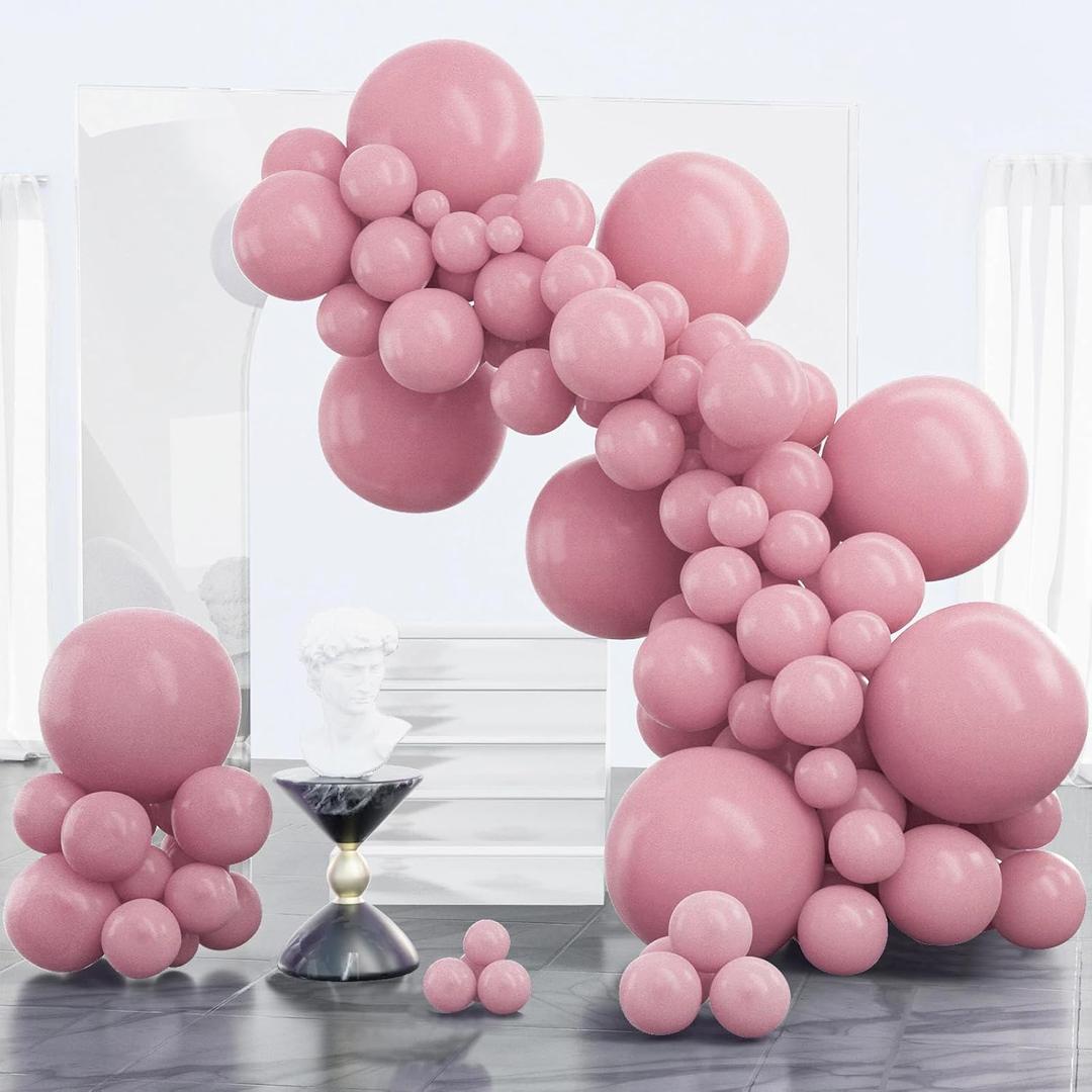 PartyWoo Mauve Balloons 100pcs Different Sizes of 18 12 10 5 Inch Dusty Pink Rose Boho Netural Balloon Arch Kit Garland for Baby Shower Bridal Shower Wedding Girl Birthday Party Decorations Pink-F30
