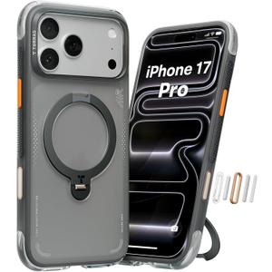 TORRAS Ostand Q3 Air for iPhone 17 Pro Case 6.3'' with Stronger Magnetic Stand, Fit for Magsafe, Airbags Miltary Protection, Camera Control for iPhone 17 Pro Case, Shockproof & Stylish, Shadow Black
