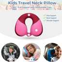 COOLBEBE Kids Travel Neck Pillow, Softly Headrest Travel Pillow for Car & Airplane, Traveling Gifts for Toddler & Children (1, Raspberry Powder)