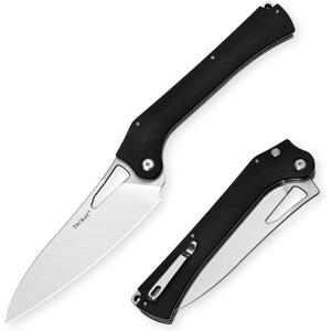 TACRAY Folding Kitchen Chef Knife, 5.49" Foldable Camping Knife with 10cr15mov Stainless Steel Blade, Anti-skidding and Ergonomic Designed G10 Handle for both Indoor and Outdoor Cooking (12 inches, Black)