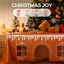 Gingerbread House Christmas Tablecloth, Reusable Funny Christmas Tablecloth Rectangle,Festive Winter Pattern Cloth,Interactive Playhouse with Playful Cut-Out Windows, for Party Kitchen Decor