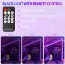 50 Foot Black Light Strip & Remote, 900LEDs, Dimmable 12V Flexible Black Lights for Glow Party, Bedroom, Halloween, Fluorescent Tapestry Poster, 3 Lighting Modes, Non-Waterproof