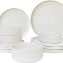 UDNORDGLOE Porcelain Dinnerware Sets for 4, 12 - Piece Ceramic Plates and Bowls Sets,Stoneware Clip and Scratch Resistant Dishware, Microwave and Dishwasher Safe, Matte White