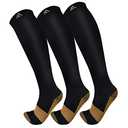 FuelMeFoot 3 Pack Copper Compression Socks - Compression Socks Women & Men Circulation - Best for Medical,Running,Athletic, L/XL