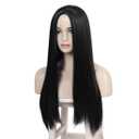 WildCos 25 Inch/ 65 cm Long Straight Cosplay Wig for Women Cute Black Straight Wigs for Halloween Costume (Black)