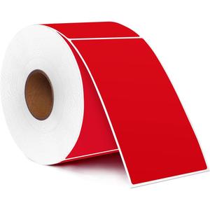 PARLAIM 3 X 5 Inch Rectangle Adhesive Color Coding Stickers,Red Square Colorful Inventory Stickers -500Per Dispenser Box (Red)