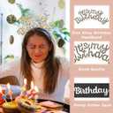 PATIKIL It's My Birthday Sash with Headband, Birthday Sash Tiara for Women Party Crown Birthday Queen Decoration Kit Accessories, Black Gold