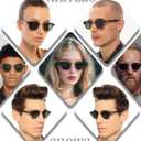 AIEYEZO Retro Polarized Sunglasses for Men Women Classic Semi-Rimless Frame Sun Glasses Fashion Designer Shades (Clear/Grey)