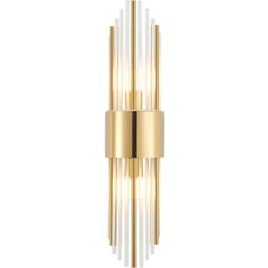 Modern Gold Crystal Wall Sconce, Gold Wall Light Vertical Rod DesignVintage Looking Gold Metal Wall Sconce, for Living Room, Bedroom, Bathroom, Vanity, Staircase, Hallway (One set gold)