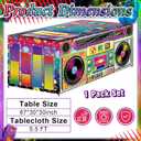 Peryiter 6 ft 80s 90s Radio Theme Party Tablecloth, 80s 90s Birthday Party Supplies Hip Hop Retro Backdrop Disco Decoration Vintage Radio Washable Fabric Polyester Rectangle Table Cover