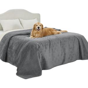 Bedsure Waterproof Bed Cover for Dogs Washable - Waterproof Blanket for King Bed Couch Sofa Cozy, Lightweight Furniture Protector for Pet Cat Quick Drying, Ash Grey, 82x102IN