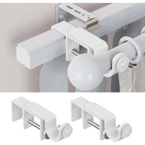 Outside Mount Blinds Curtain Rod Bracket Attachment – ONLY Fit 1"–2" Wide Rectangle Headrail – NOT Compatible with 2"–3" – No Drill No Tools Required (White 2 Pack, 1" to 2")