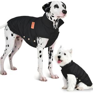 Dog Puffer Jacket for Small & Medium Dogs, Waterproof Windproof Warm Dog Winter Coat, Lightweight Cold Weather Pet Vest with Leash Hole and Adjustable Fit, Black, M (M: 1015 lbs)