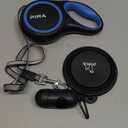 PINA Retractable Dog Leash, 26ft Dog Leash for Small Medium Large Dogs Up to 110lbs, 360 Tangle-Free Strong Reflective Nylon Tape, with Anti-Slip Handle, One-Handed Brake, Lock - Black Blue