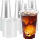 20 oz 100 Pack Clear Plastic Cups with Lids, Sturdy Iced Coffee Cups with Sip Lids, Disposable Food Safe Smoothie Cup for Cold Drinks, Juice, Milkshake