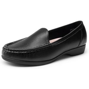 DREAM PAIRS Women's Loafers Slip On Casual Comfortable Lightweight Business Work Office Flat Shoes with Arch Support (10, Black)
