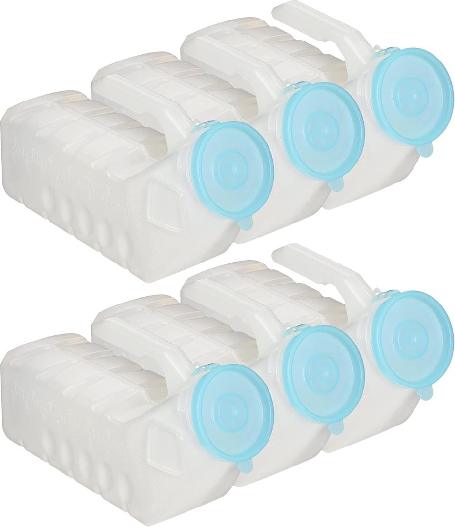 MedVance- Urinals for Men 1000ml with Glow in The Dark Spill Proof Pop Cap Lid, Plastic Pee Bottles for Men, Male Urinals, Pee Container Men, Portable Urinal for Car, Elderly & Incontinence (6 Pack)