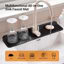 Faucet Mat for Kitchen Sink, 24"X5.5" Silicone Sink Splash Guard with Soap Holder, Snap-On Design & 7slope Fast Drain, Folding Sink Faucet Mat for Universal Kitchen Bathroom SinkBlack