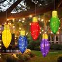 5 Pcs 12 Inch Large Outdoor Christmas Ornaments Bulb Shape Large Lighted Christmas Ornaments with 90 LED Light Outdoor Hanging Christmas Decoration with Hook for Yard Porch