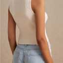 GORGLITTER Women's Knit Top V Neck Sleeveless Button Down Sweater Vest (White, M)