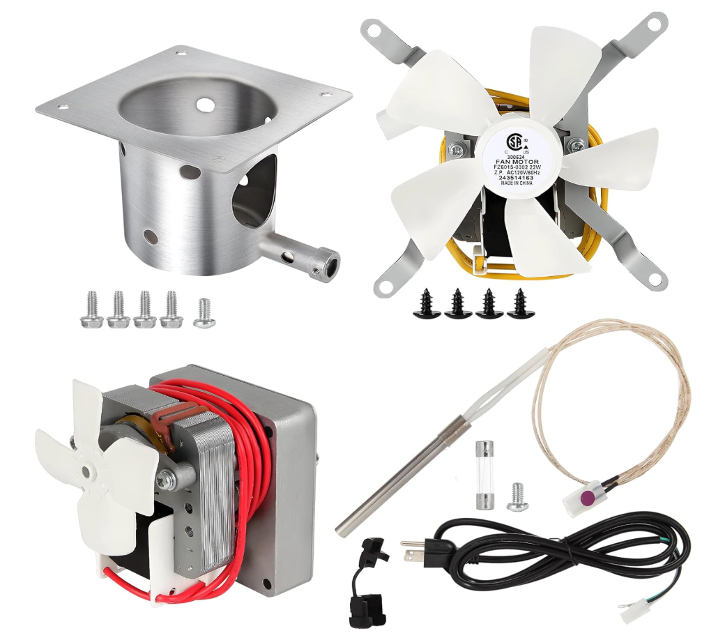 Subody Cldkz Complete Replacement Parts Kit for Pit Boss and Traeger, Auger Motor, Grill Induction Fan, Fire Burn Pot with Screws, Hot Rod Ignitor with Fuse, for Traeger, Pit Boss Wood Pellet Grills