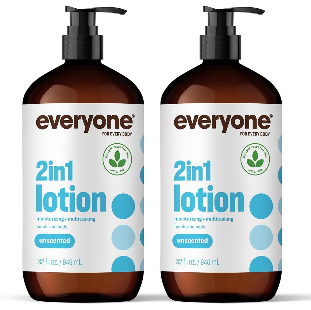 Everyone 2-in-1 Lotion for Hands/Body, 32 ounce (Pack of 2) Unscented made for Men and Women
