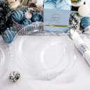 Morejoy 350PCS Clear Silver Plastic Plates - Silver Disposable Plates sets Include 50 Dinner Plates,50 Salad Plates,50 Forks,50 Knives, 50 Spoons50 Cups, 50 Rolled Napkins for Wedding & Christmas