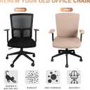 Tallew 4 Pcs Office Chair Covers Set Computer Universal Protective Stretchable Chair Seat Covers Desk Armrest Slipcovers Pads Office Cushion Backrest for Rotating(Camel)